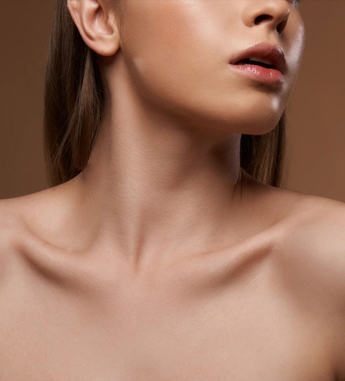 stock image of model with her neck bones visible